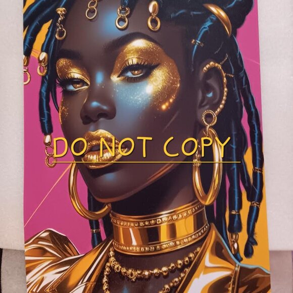 African American Queen w/ Dreadlocks & Gold-GOLDEN SOVEREIGN Artwork - 11"x17" - Picture 5 of 10